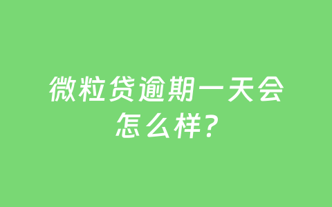 微粒贷逾期一天会怎么样？