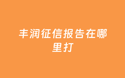 丰润征信报告在哪里打