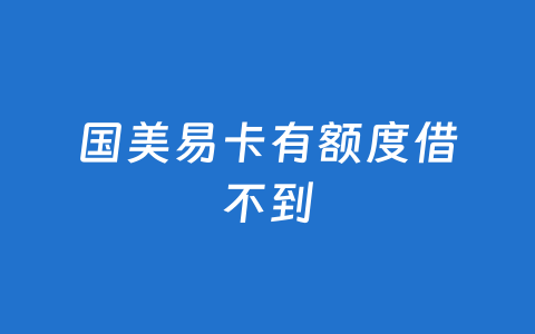 国美易卡有额度借不到