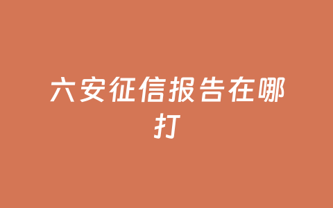 六安征信报告在哪打
