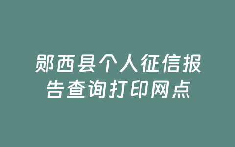 郧西县个人征信报告查询打印网点
