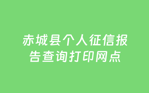 赤城县个人征信报告查询打印网点