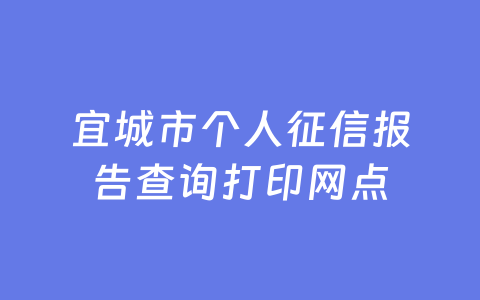 宜城市个人征信报告查询打印网点