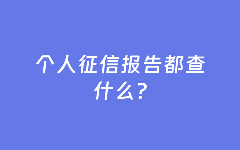 个人征信报告都查什么?