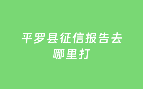 平罗县征信报告去哪里打