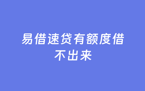 易借速贷有额度借不出来