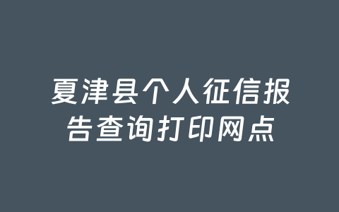夏津县个人征信报告查询打印网点