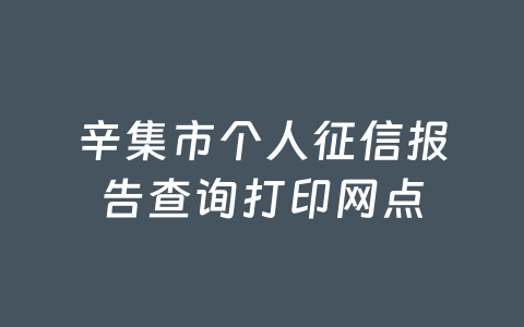 辛集市个人征信报告查询打印网点