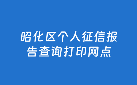 昭化区个人征信报告查询打印网点