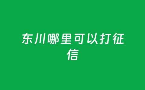 东川哪里可以打征信