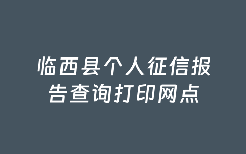 临西县个人征信报告查询打印网点