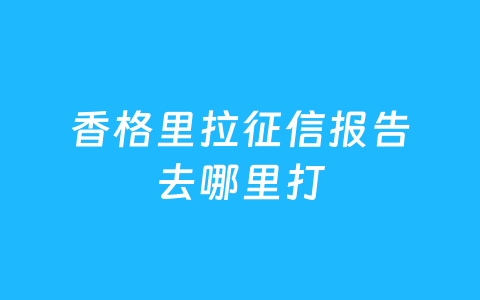 香格里拉征信报告去哪里打