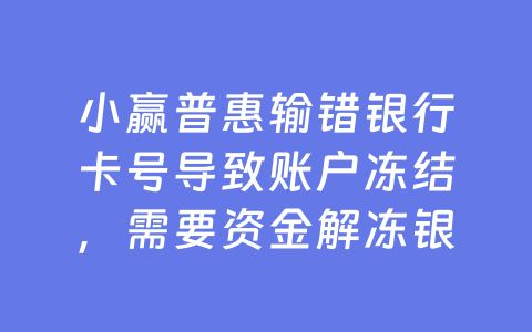 小赢普惠输错银行卡号导致账户冻结，需要资金解冻银行卡