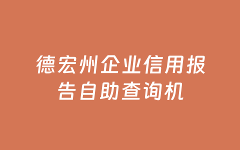 德宏州企业信用报告自助查询机