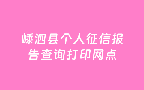 嵊泗县个人征信报告查询打印网点