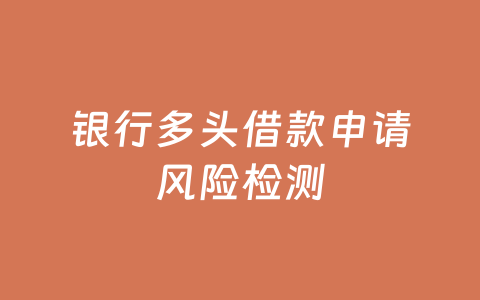 银行多头借款申请风险检测