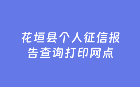 花垣县个人征信报告查询打印网点