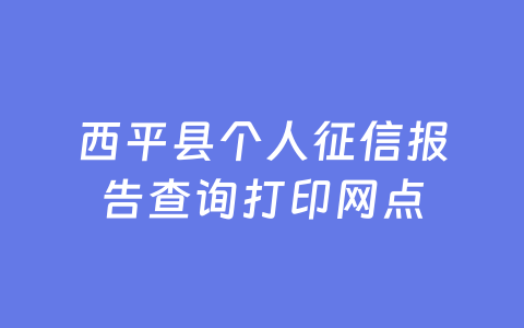西平县个人征信报告查询打印网点