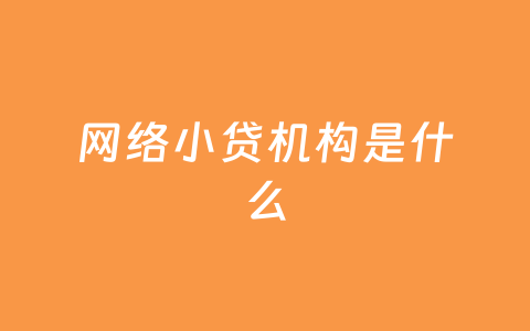 网络小贷机构是什么