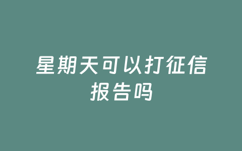 星期天可以打征信报告吗