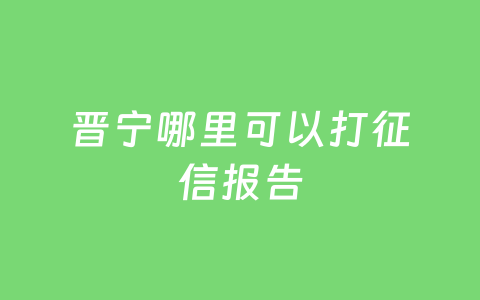 晋宁哪里可以打征信报告