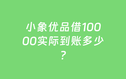 小象优品借10000实际到账多少？