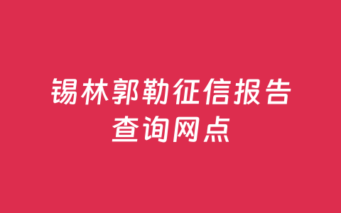 锡林郭勒征信报告查询网点