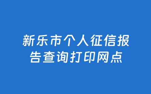 新乐市个人征信报告查询打印网点