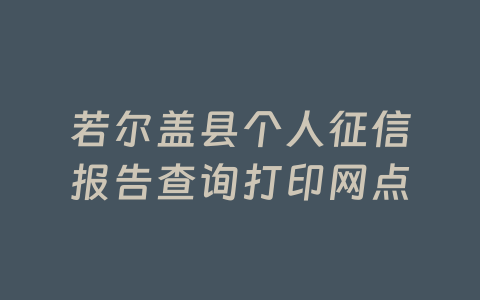 若尔盖县个人征信报告查询打印网点