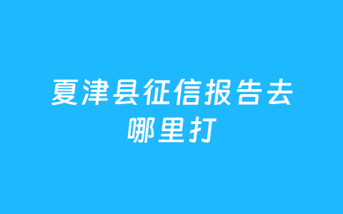 夏津县征信报告去哪里打