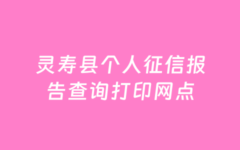 灵寿县个人征信报告查询打印网点