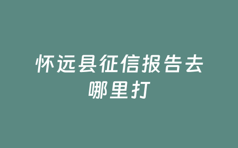 怀远县征信报告去哪里打