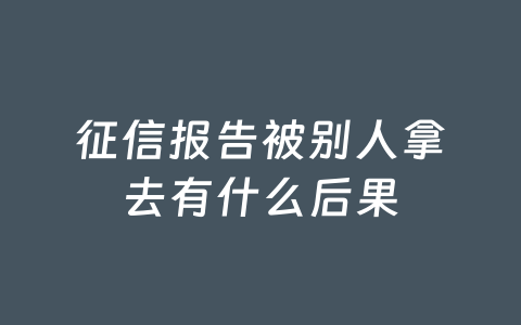 征信报告被别人拿去有什么后果