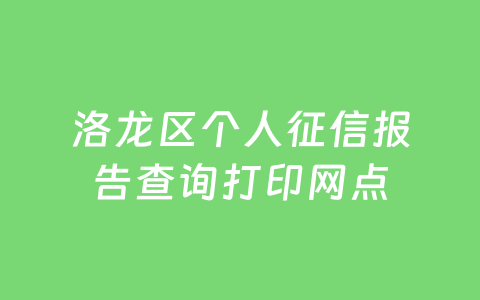 洛龙区个人征信报告查询打印网点