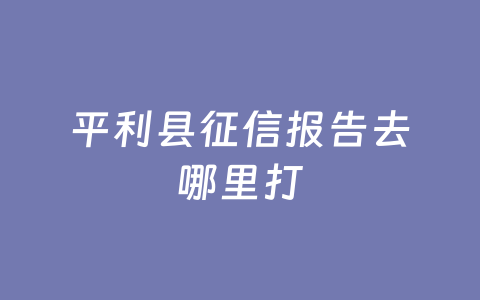 平利县征信报告去哪里打