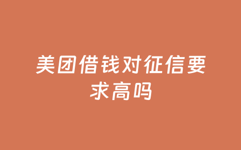 美团借钱对征信要求高吗