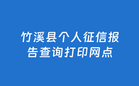 竹溪县个人征信报告查询打印网点