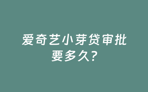 爱奇艺小芽贷审批要多久?