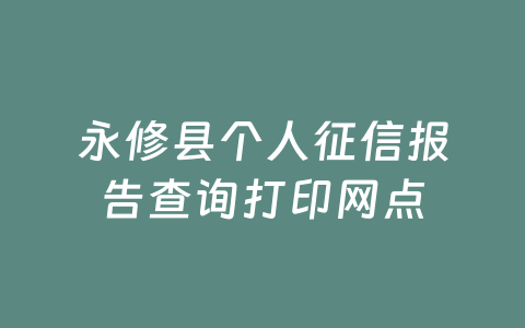 永修县个人征信报告查询打印网点