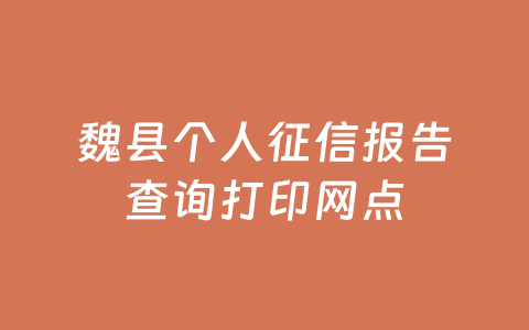 魏县个人征信报告查询打印网点