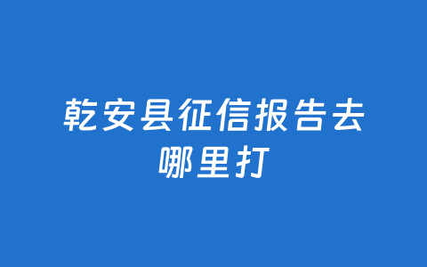 乾安县征信报告去哪里打