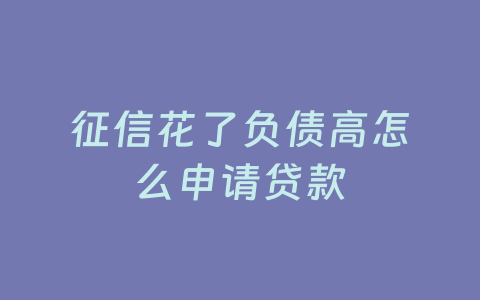 征信花了负债高怎么申请贷款