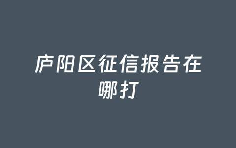 庐阳区征信报告在哪打