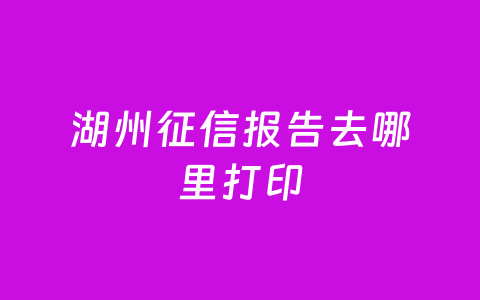 湖州征信报告去哪里打印