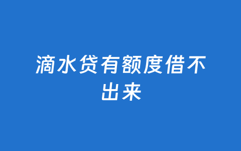 滴水贷有额度借不出来