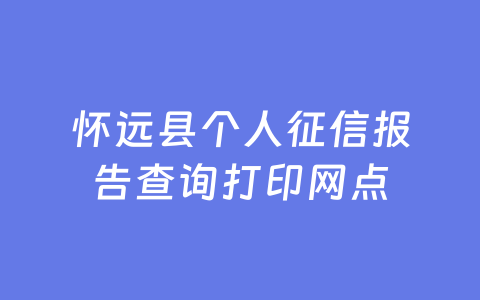 怀远县个人征信报告查询打印网点