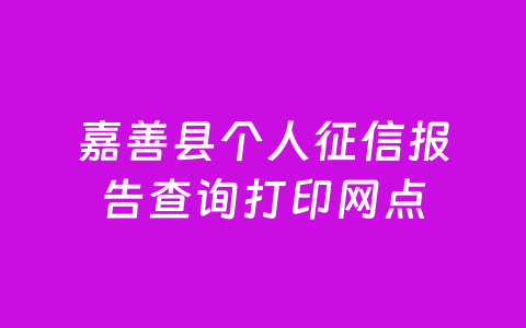 嘉善县个人征信报告查询打印网点