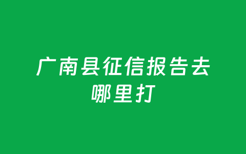广南县征信报告去哪里打