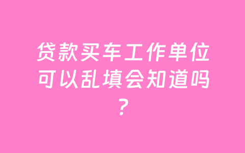贷款买车工作单位可以乱填会知道吗?