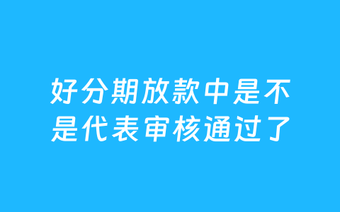 好分期放款中是不是代表审核通过了
